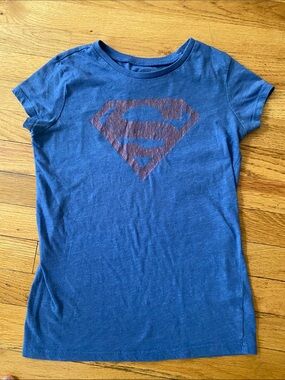 Old Navy SuperGirl Blue Tee with Pink Graphic